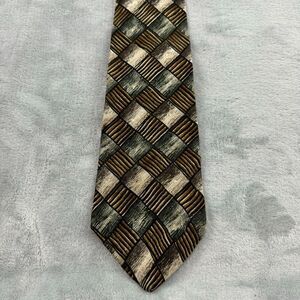 Vintage Givenchy Monsieur Tie Mens Checkerboard Geometric Made in USA 4"x56"‎